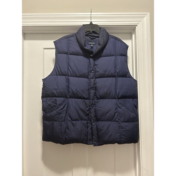 Lands End Mens Sz XL (46-48) Blue Goosedown Puffer Vest Snap Front Lightweight - Picture 1 of 4